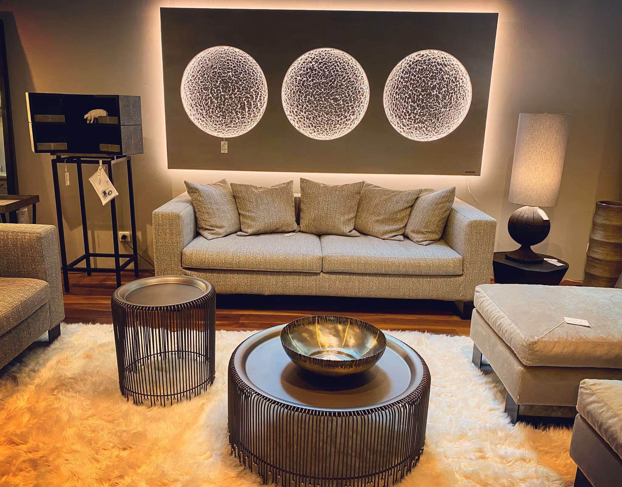 Galaxy in Steingrau mit Monden Silber Deluxe, 220 x 100 cm, beleuchtet