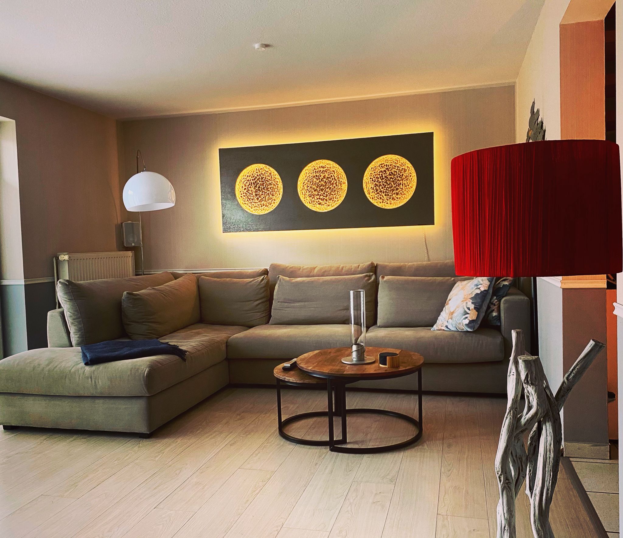 Galaxy in Mattschwarz Diamanteffekt mit Monden Gold Deluxe, 200 x 70 cm, beleuchtet