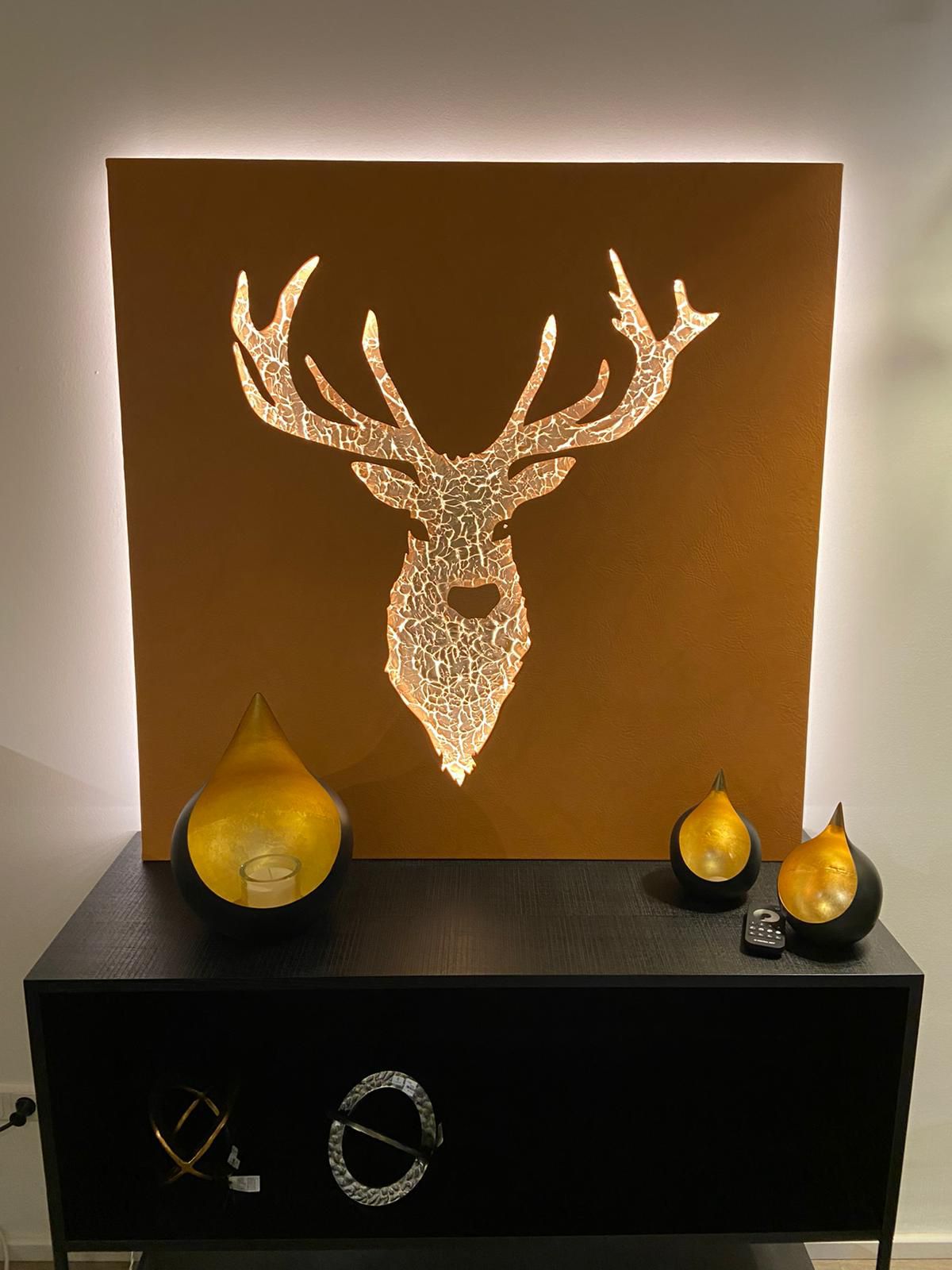 Hirsch mit Motiv Gold Deluxe, beleuchtet