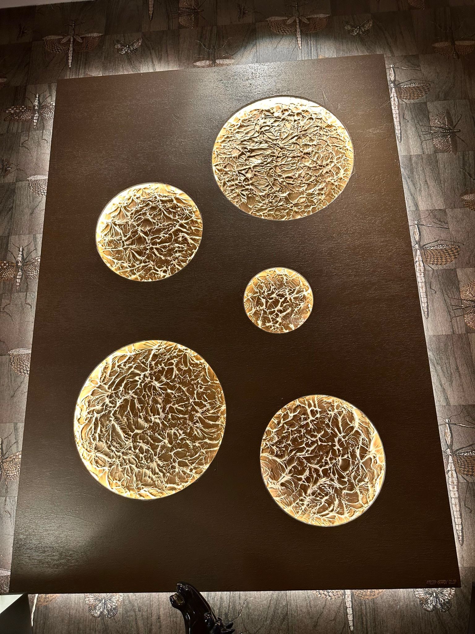 Multiplanet in Brownie Diamanteffekt mit Monden Gold Deluxe, 180 x 130 cm, beleuchtet