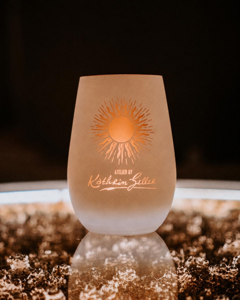 Teelicht Sonne Weiß/Gold von Kathrin Geller