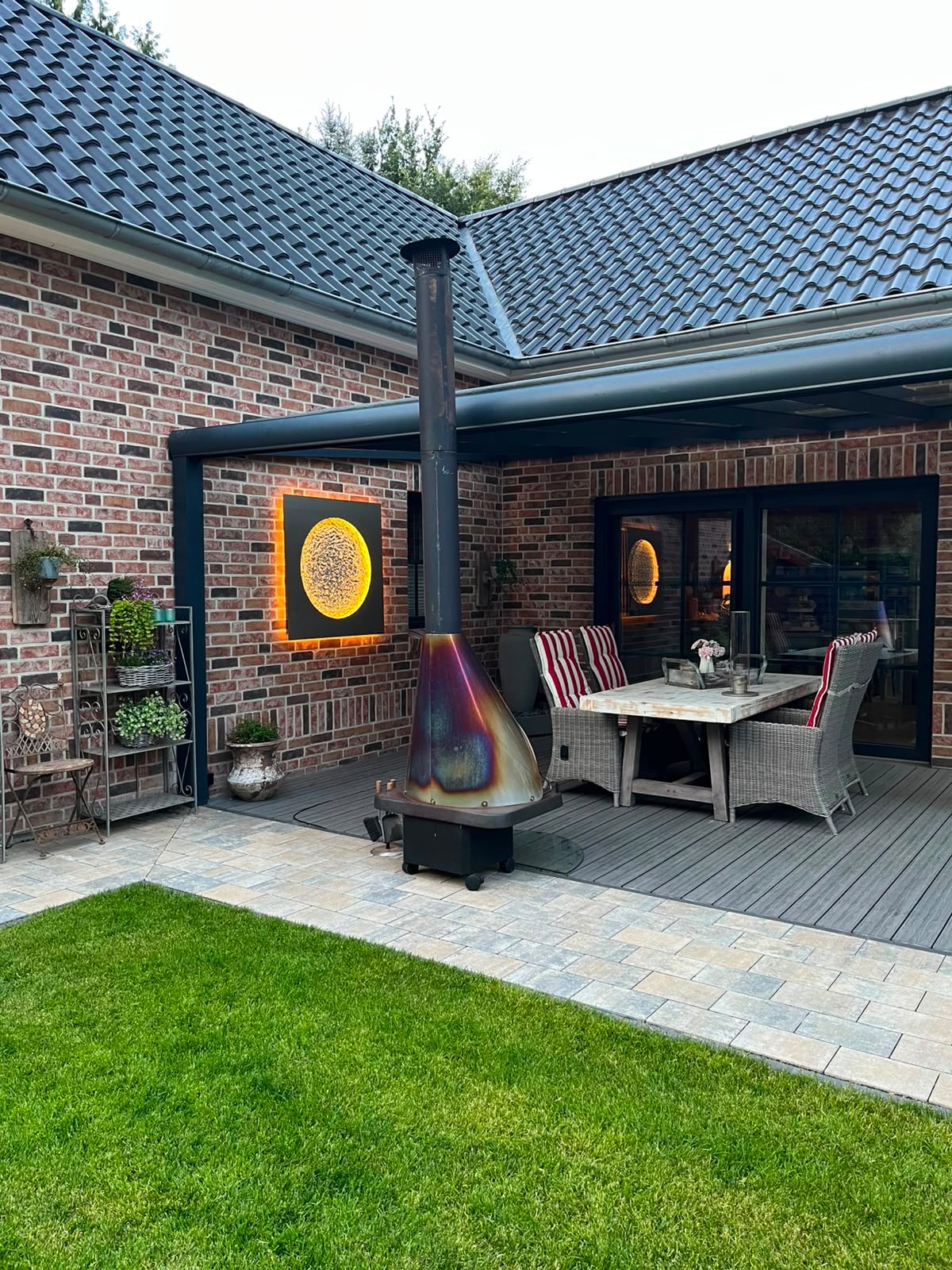 Sonnenmond in Anthrazit mit Mond Gold Deluxe, 110 x 110 cm, beleuchtet