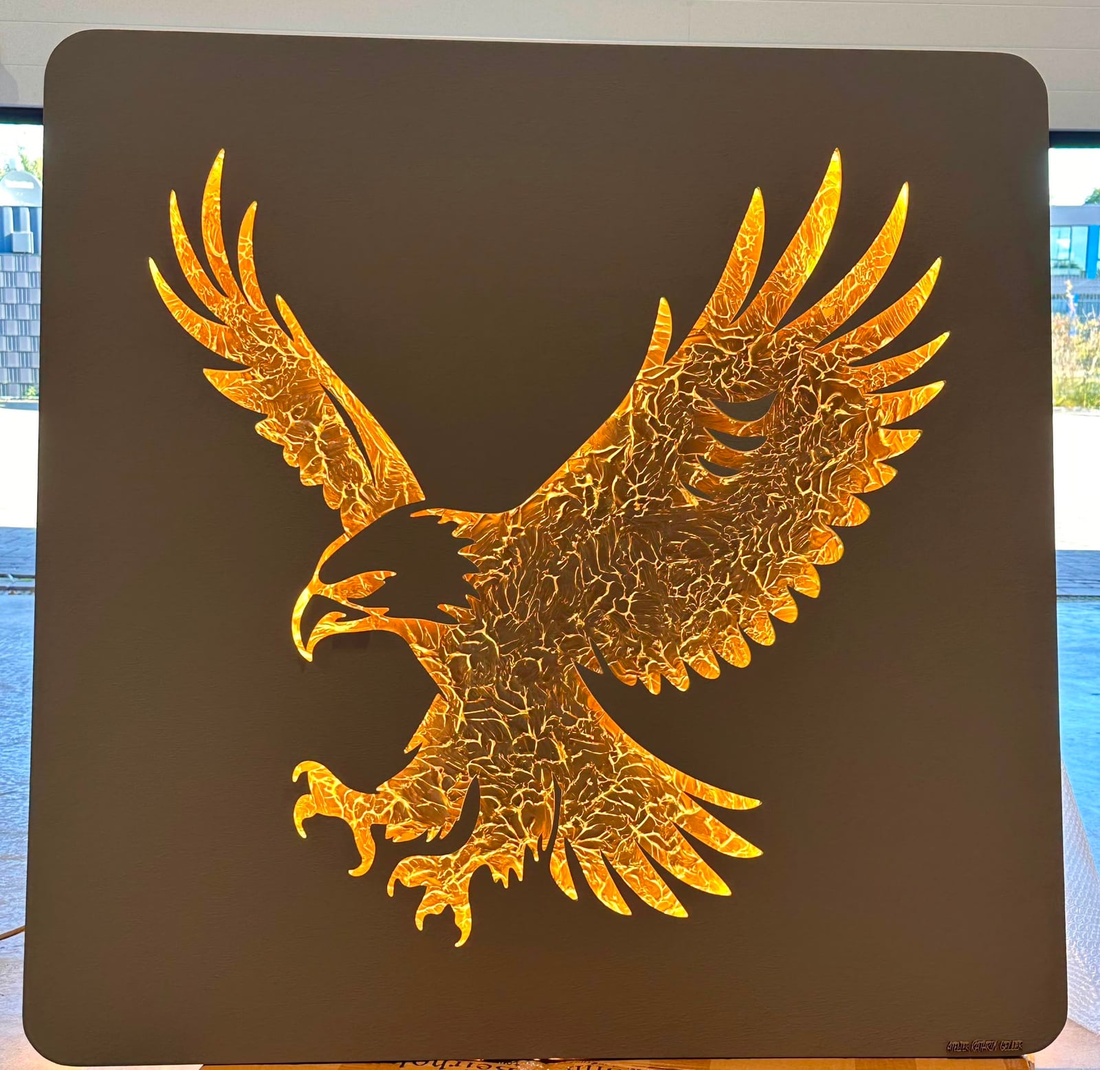 Motiv Adler mit Motiv Gold, abgerundete Ecken, beleuchtet
