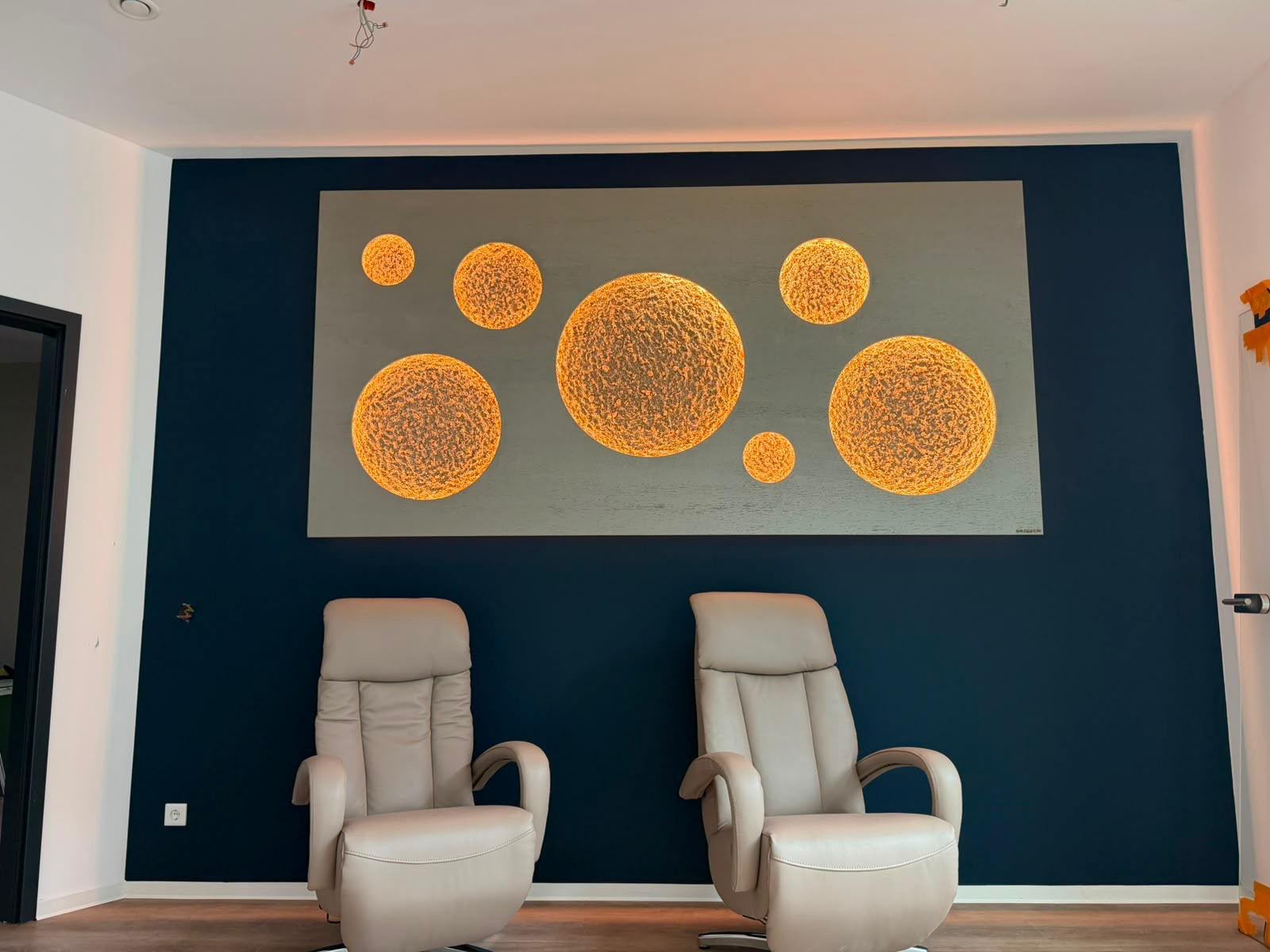 Multiplanet in Taupe Diamanteffekt mit Monden Bronze Deluxe, 280 x 140 cm, beleuchtet