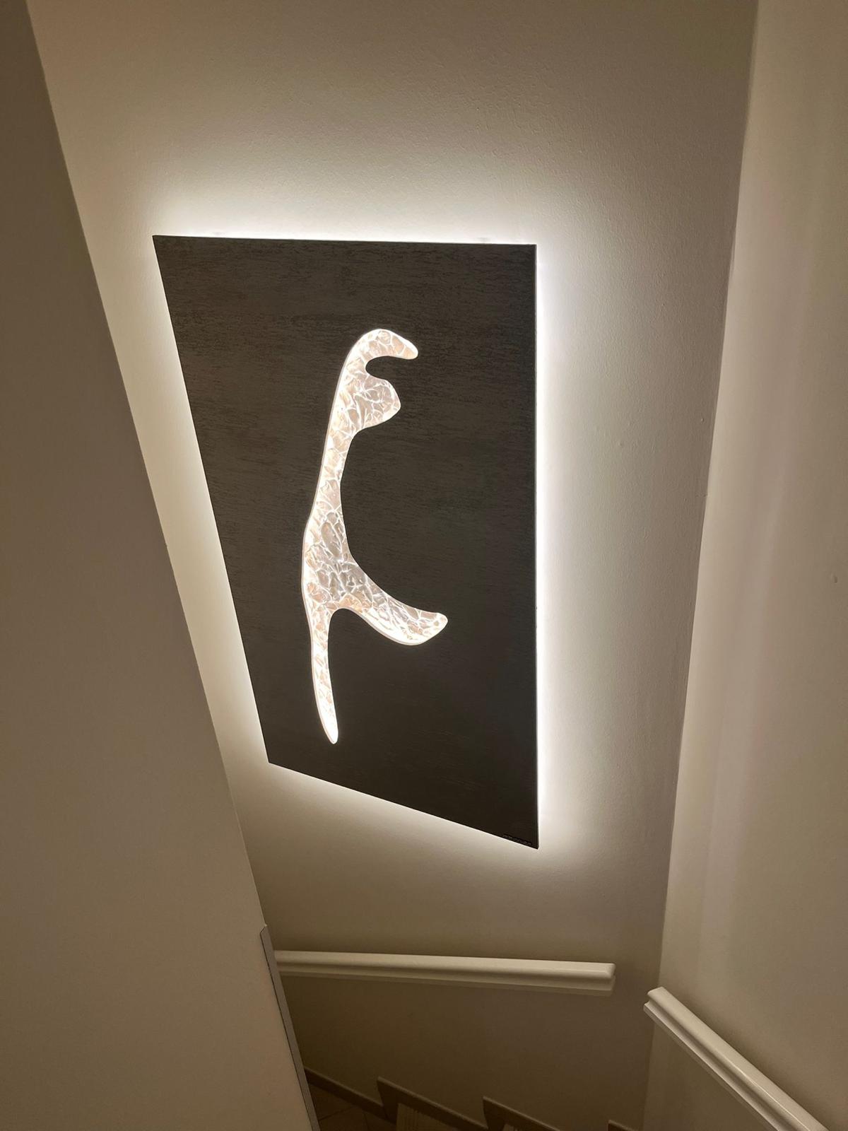Sylt in Taupe Diamanteffekt mit Insel Perlmuttweiß, 80 x 140 cm, beleuchtet